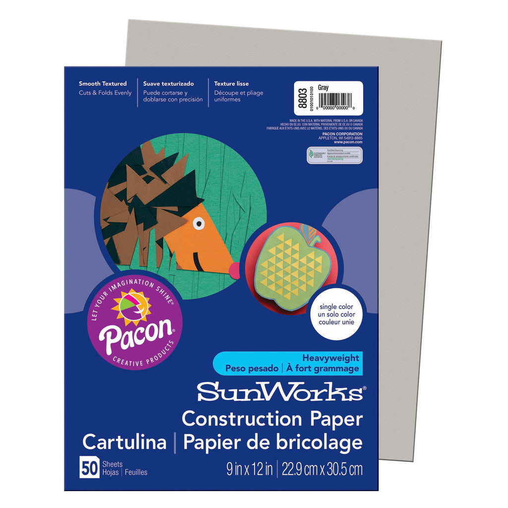 Pacon SunWorks® Construction Paper, 9" x 12" Gray