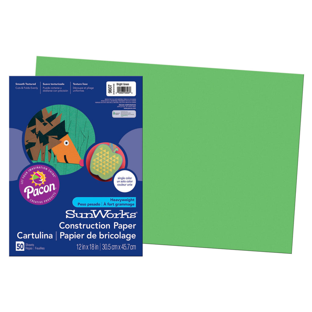 Pacon SunWorks® Construction Paper, 12 x 18 Bright Green