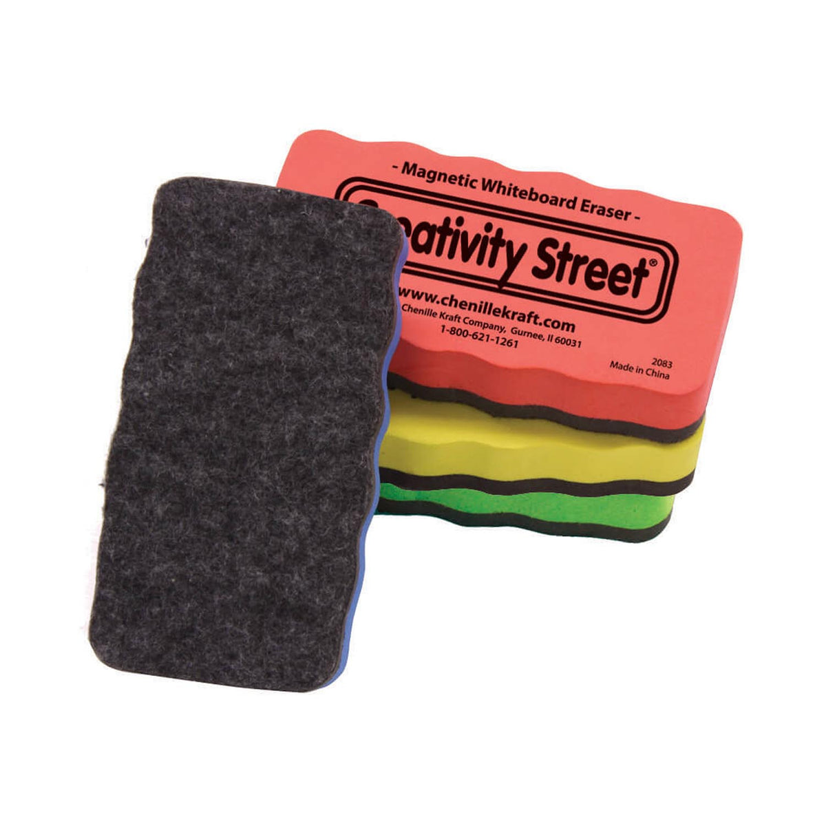 Pacon Creativity Street® Magnetic Chalkboard & Whiteboard Eraser, 4 Pack (Assorted Colors)