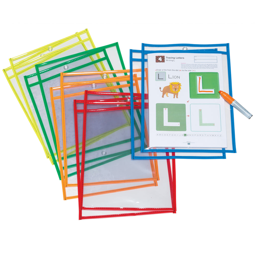 Pacon Creativity Street® Extra Large Dry Erase Coloring Pockets, 10 Count - Bright Hues