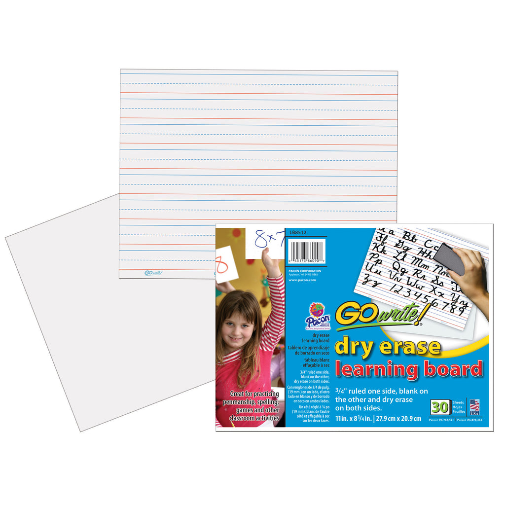 Pacon GoWrite!® Dry Erase Learning Boards Non Adhesive 8-1/4 x 11 30Pk