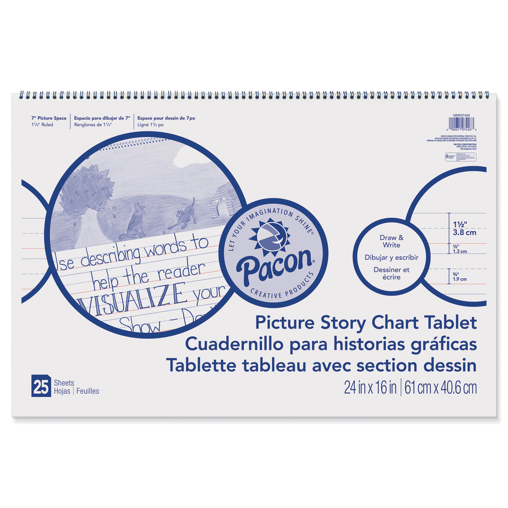 Pacon® 24? x 16? Picture Story Chart Tablet, 1-1/2? Ruled