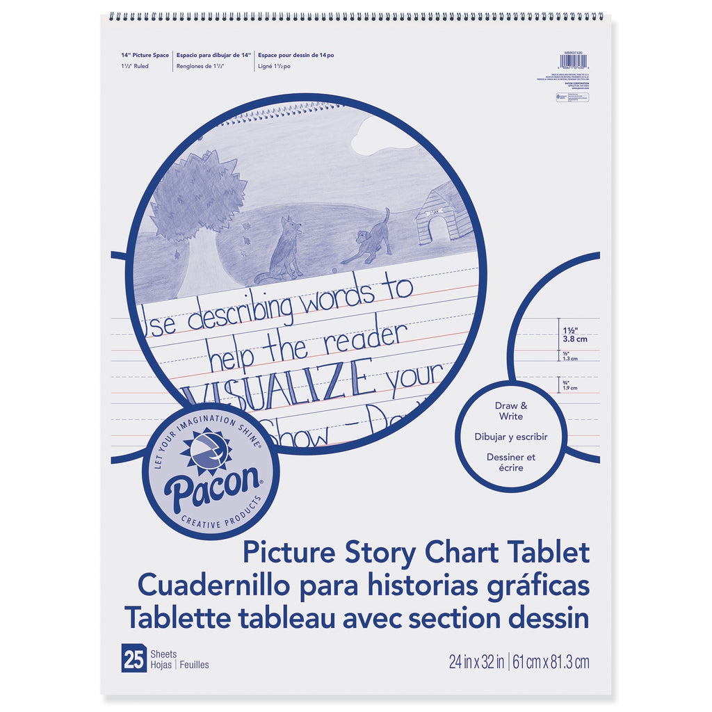 Pacon® 24″ x 32″ Picture Story Chart Tablet, 11/2″ Ruled PACMMK07430