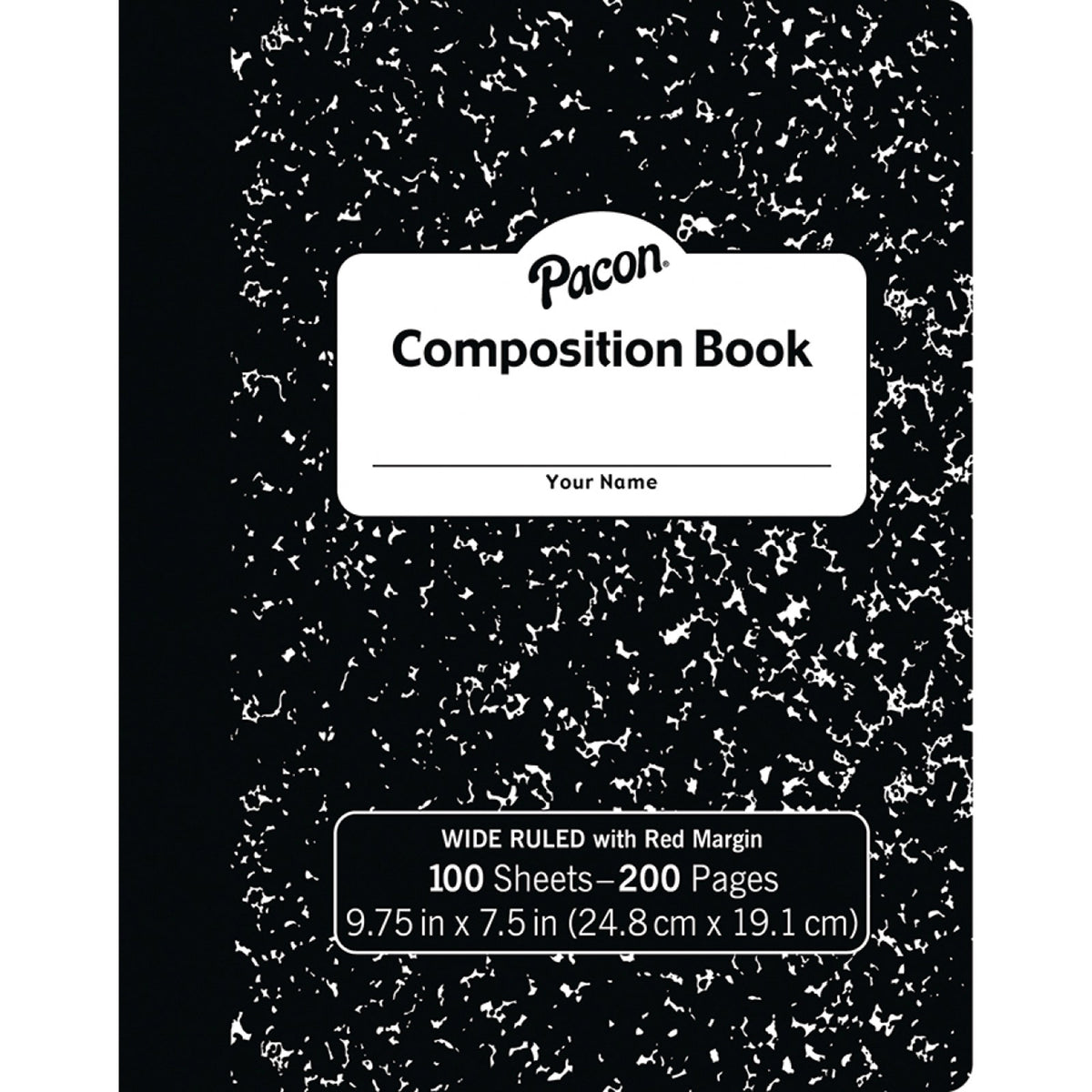 Pacon® Composition Book, 9-3/4? x 7-1/2?, Black Marble