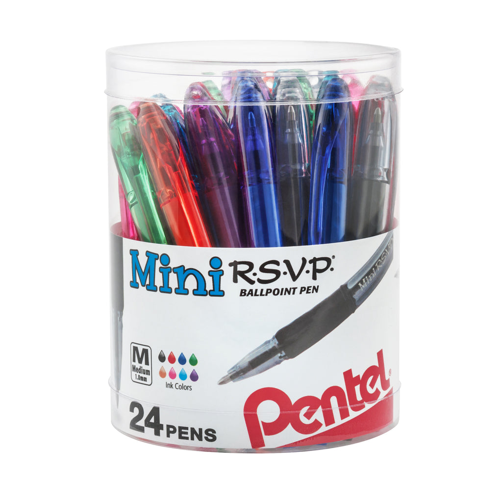 Pentel Mini R.S.V.P. Ballpoint Pens, Set of 24 Assorted