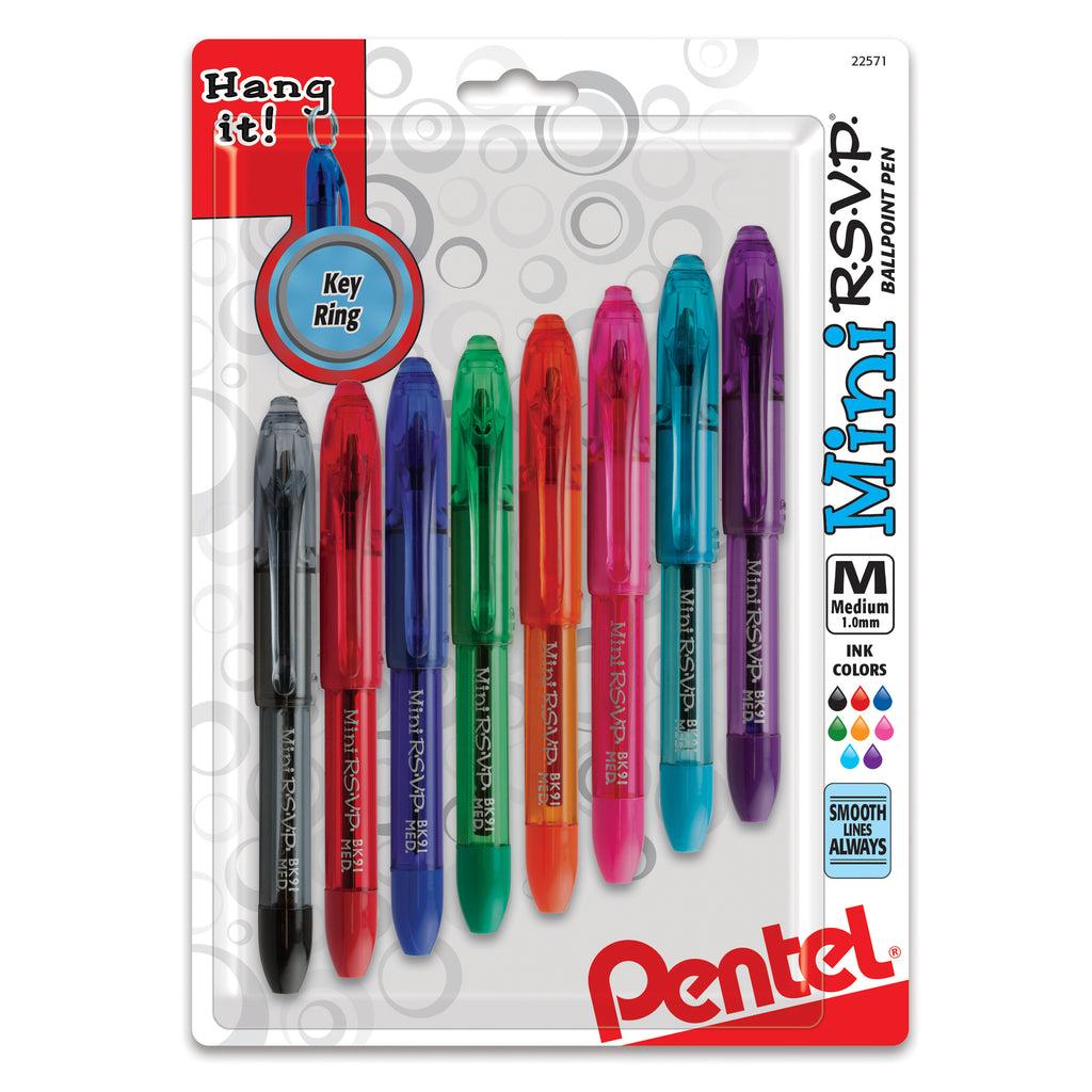 Pentel Mini R.S.V.P.® Ballpoint Pens, 8 Pack Assorted