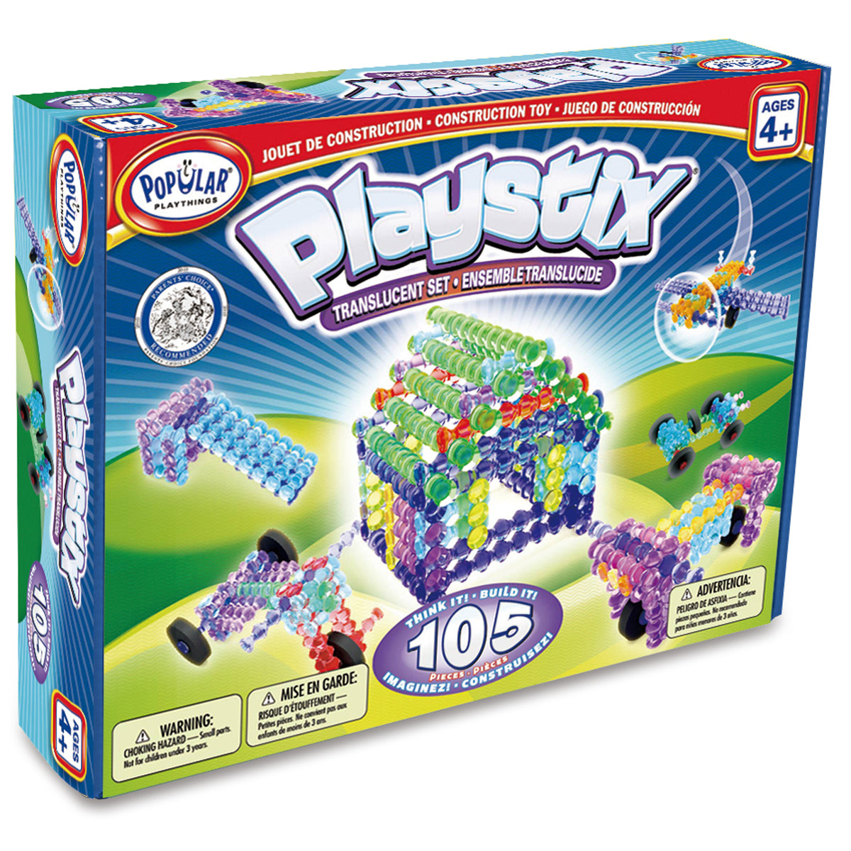 Popular Playthings Playstix Transparent Set, 105 Pieces