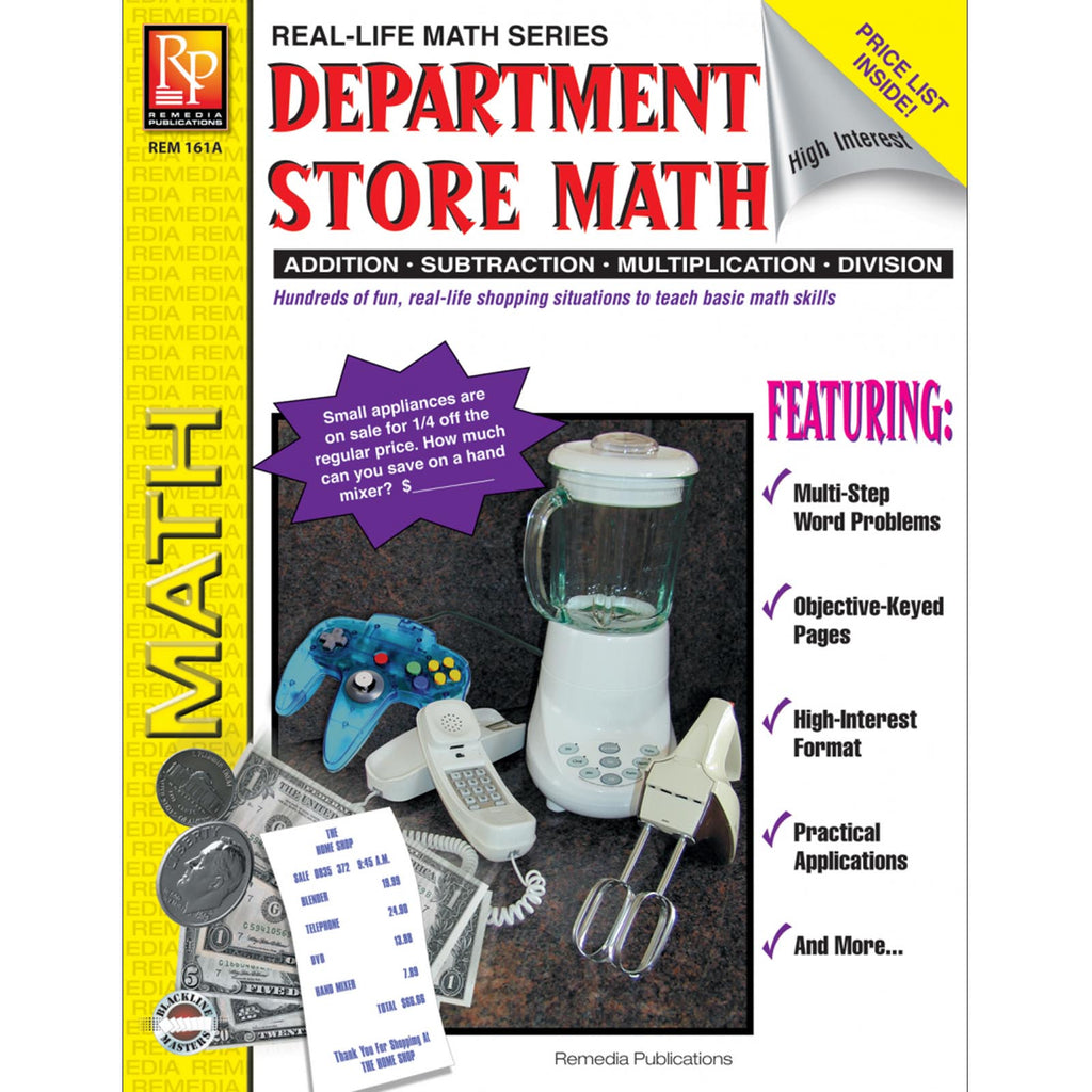 Remedia Publications Real Life Math Series: Department Store Math Activity Book