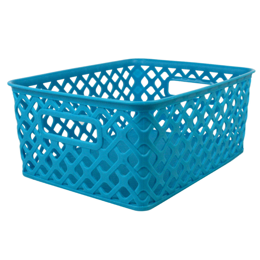 Romanoff Small Woven Basket, Turquoise (discontinued)