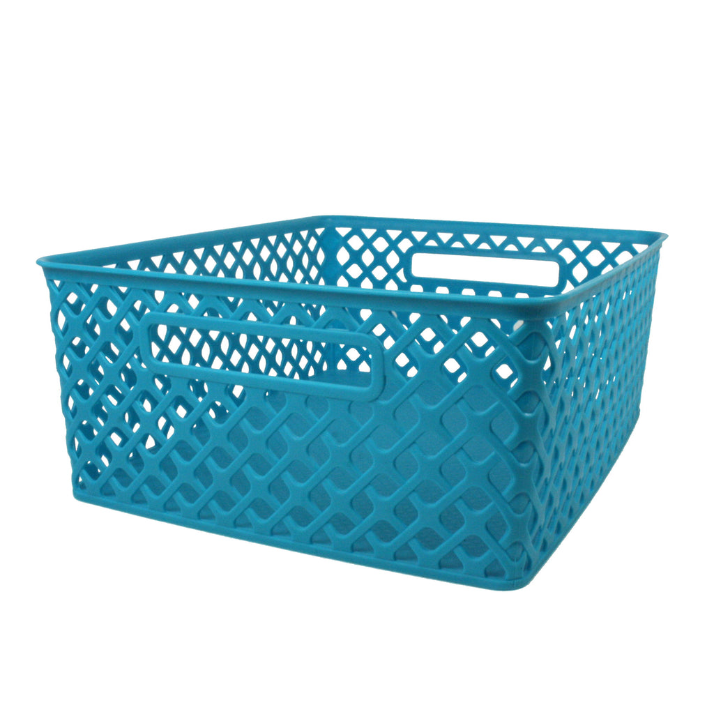 Romanoff Medium Woven Basket, Turquoise (discontinued)