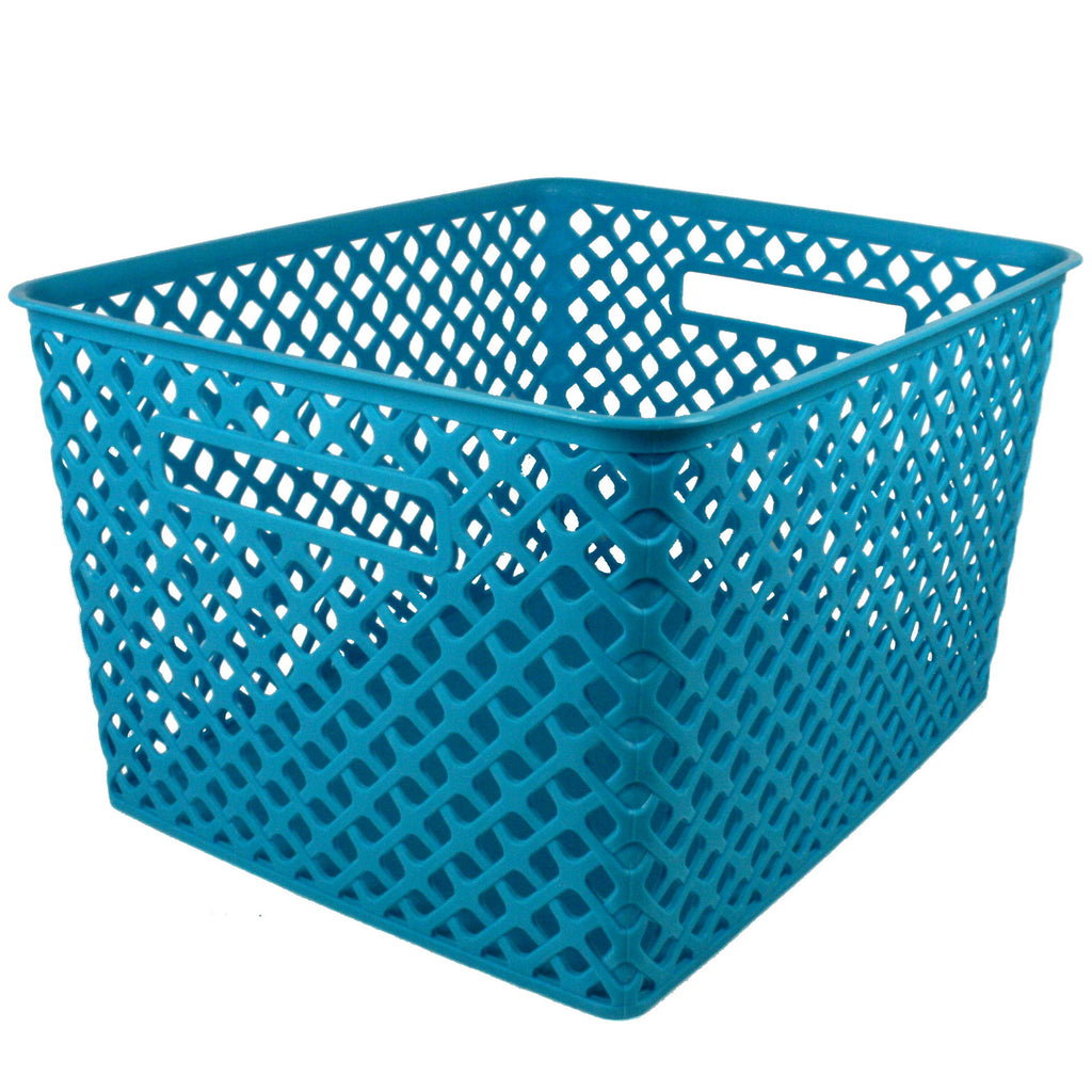 Romanoff Large Woven Basket, Turquoise (discontinued)