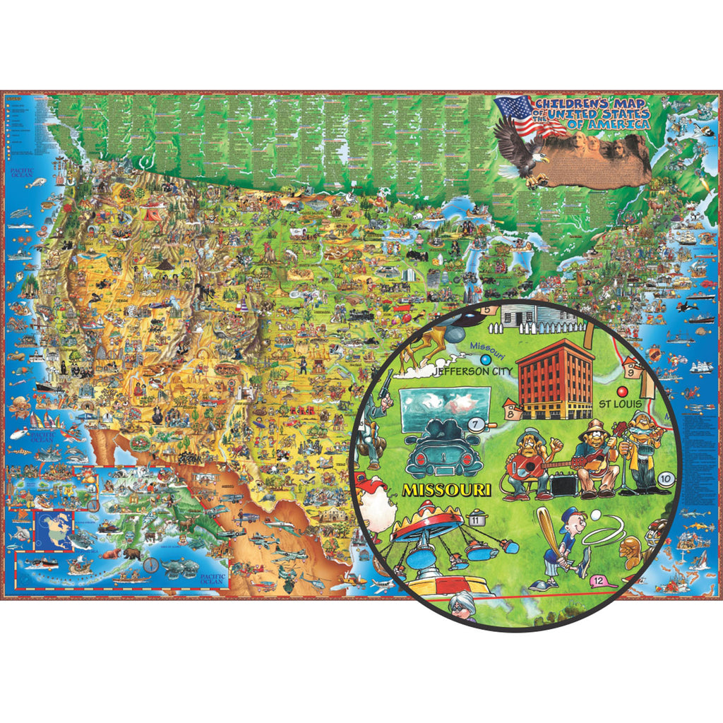 Round World Products Illustrated Map of the United States of America