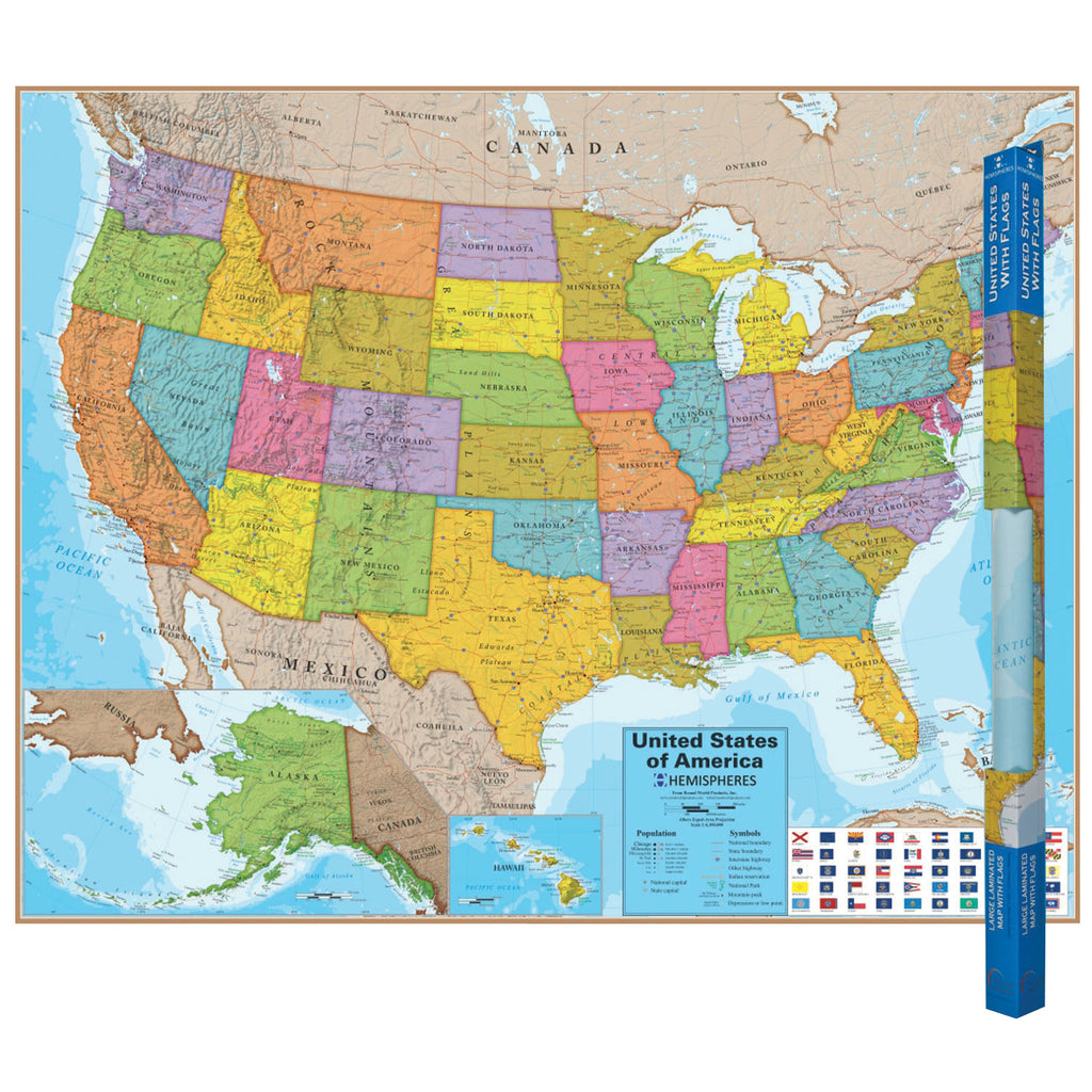 Round World Products Blue Ocean Series United States Wall Map