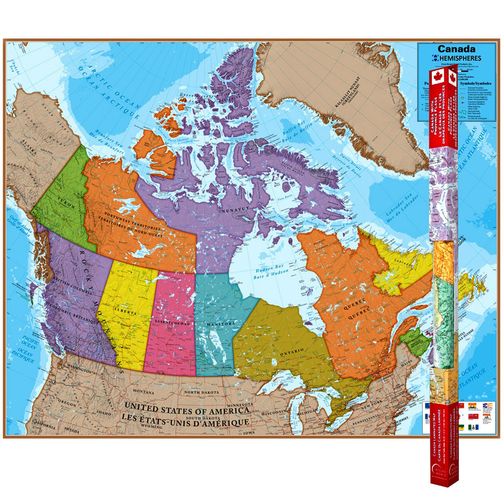 Round World Products Canada Laminated Wall Map