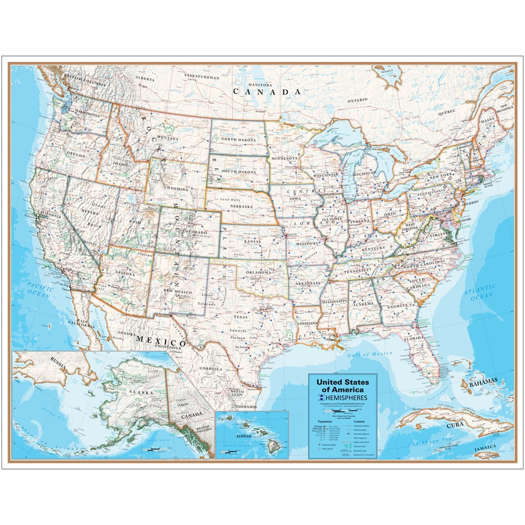 Round World Products Contemporary Series United States Map