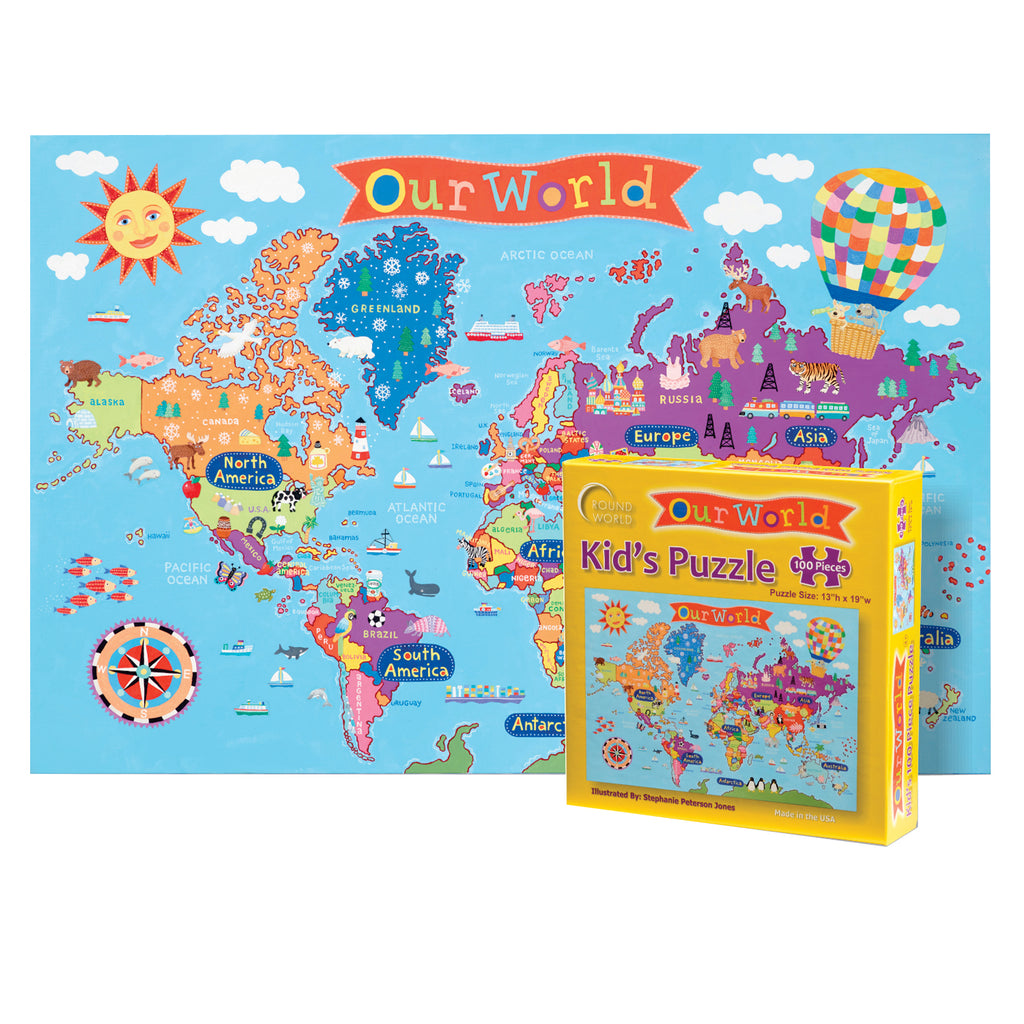 Round World Products Kid's World 100-Piece Puzzle