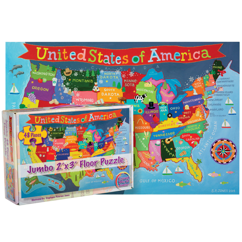 Round World Products Kid's USA Jumbo 48-Piece Floor Puzzle