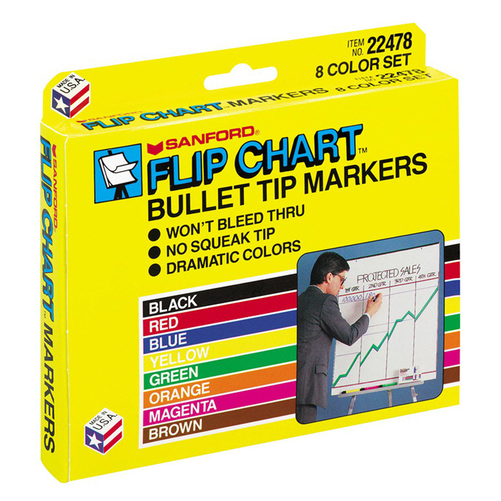 Sharpie Flip Chart Marker, Bullet Tip, Black - 8 count