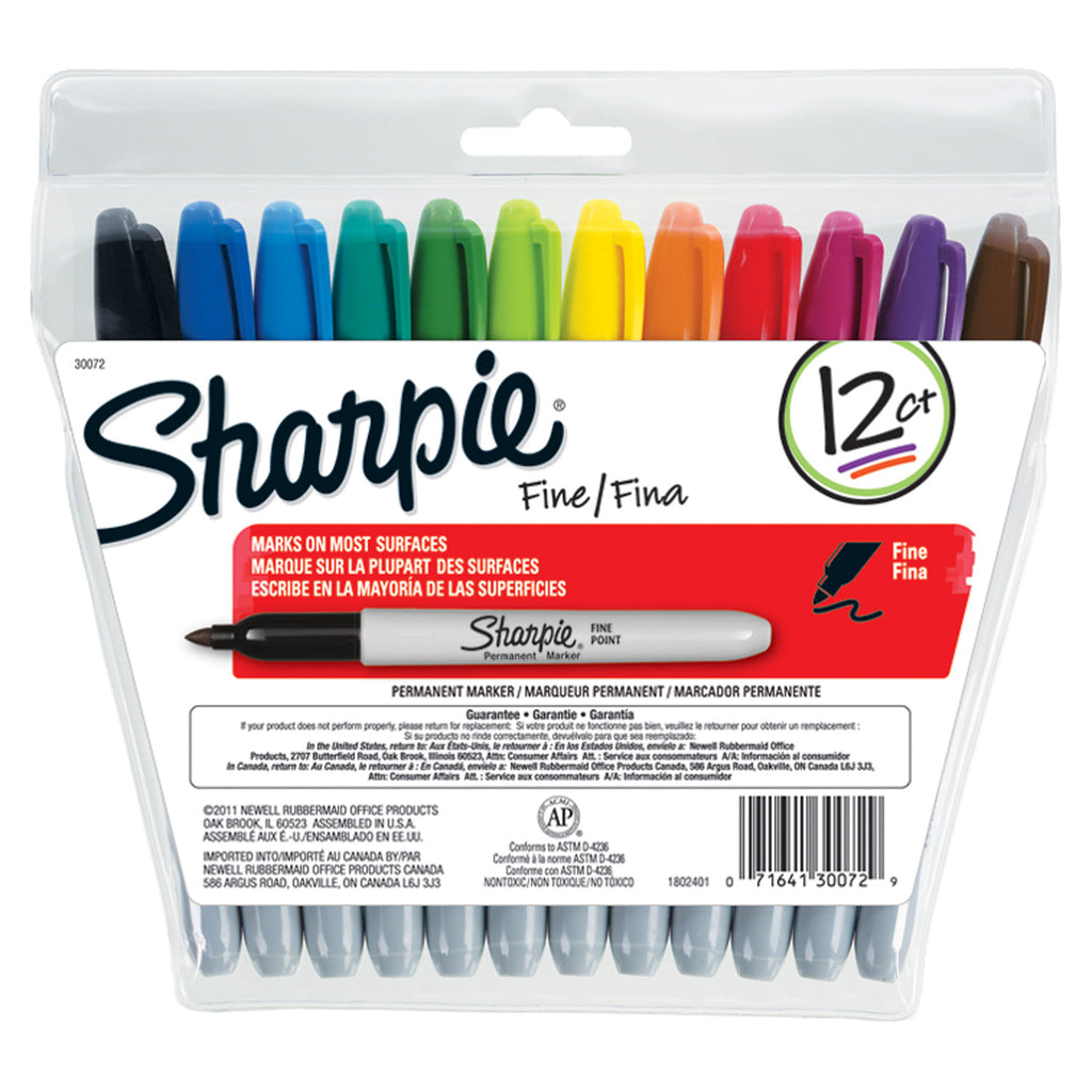 Newell Brands Sanford Sharpie Fine 12-Color Set Markers Felt Point