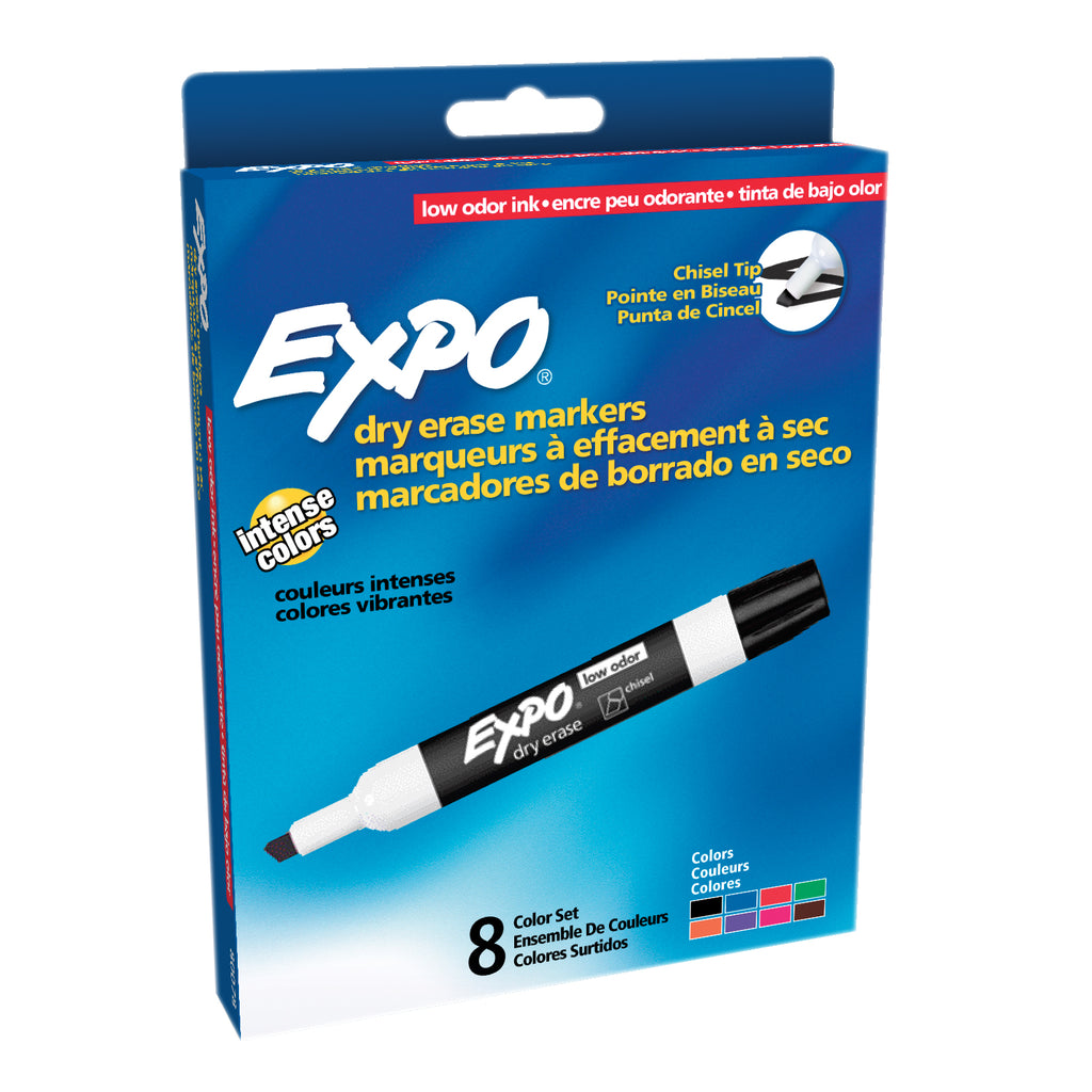 Newell Brands Expo Low Odor Dry Erase Chisel Tip Markers, Set of 8 Assorted