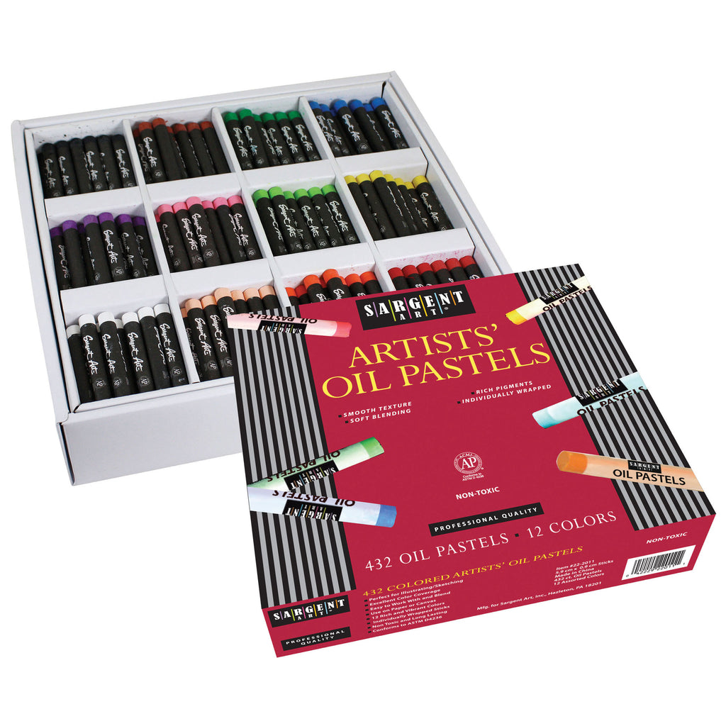 Artiste Brand Black and White Jumbo Oil Pastels - 12 Pack, Pastels