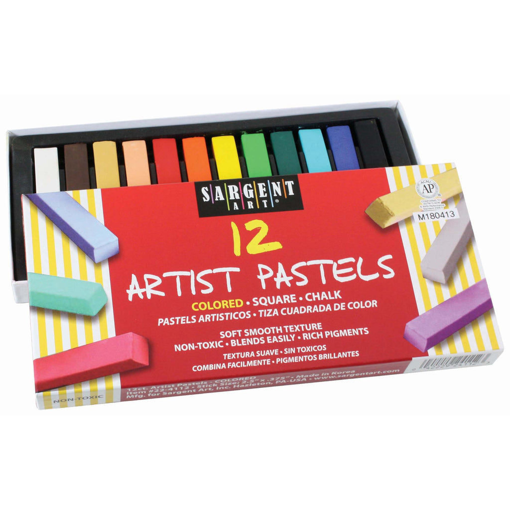 Sargent Art 12 Count Assorted Color Artists Chalk Pastels Lift Lid Box (discontinued)