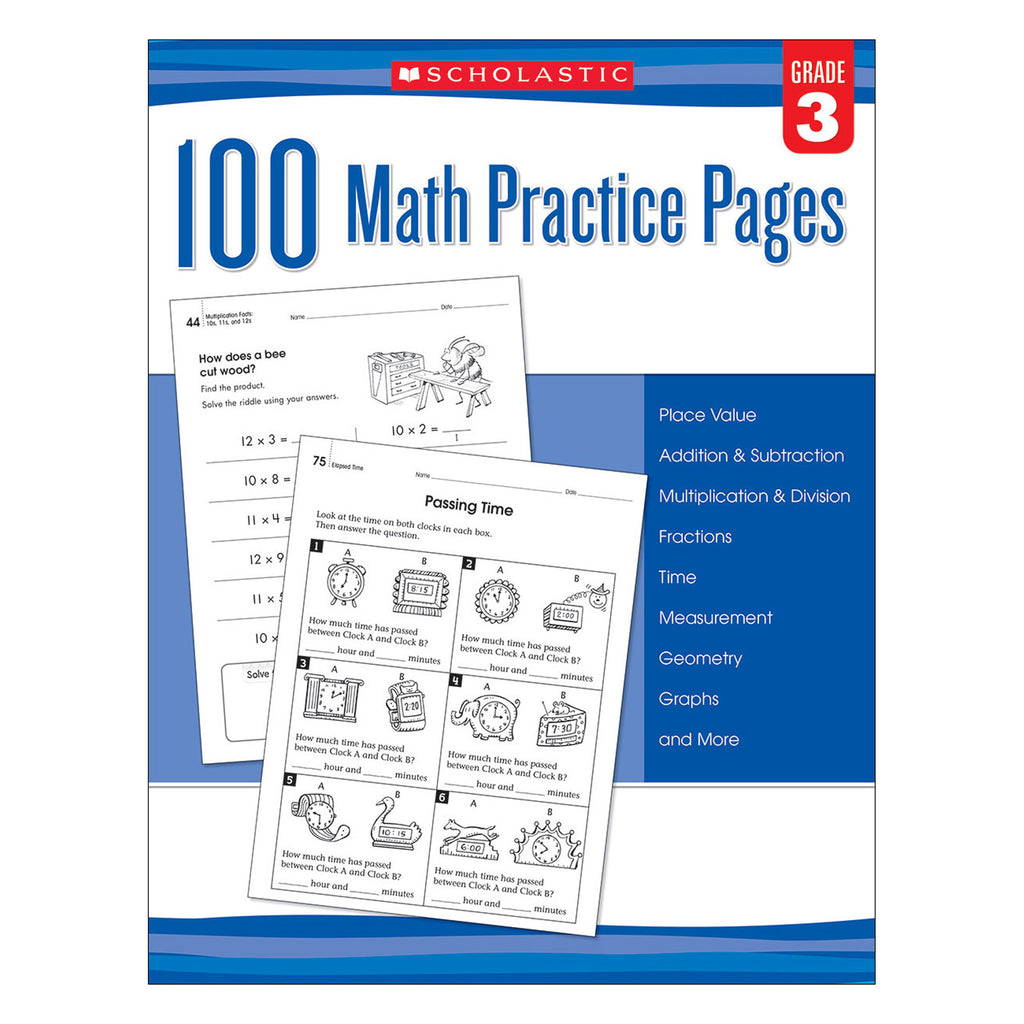 Scholastic 100 Math Practice Pages: Grade 3 (discontinued)