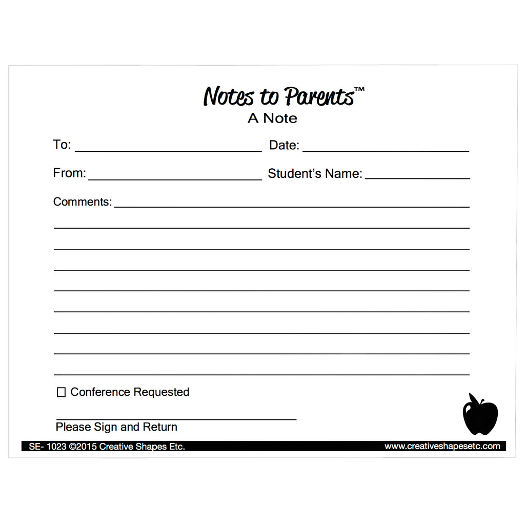 Creative Shapes Notes to Parents™ - Blank Note