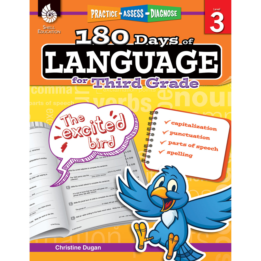 Shell Education Practice, Assess, Diagnose: 180 Days of Language for Third Grade