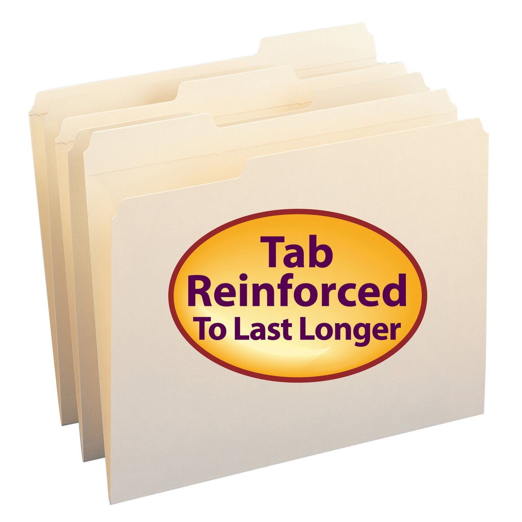 Smead Manila File Folders with Reinforced Tab, 100 Per Box