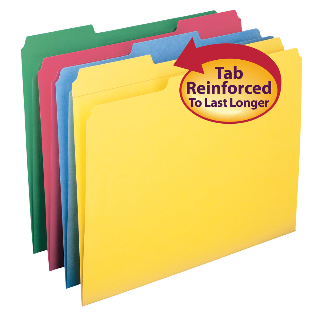 Smead Colored File Folders with Reinforced Tab, 12 Per Package