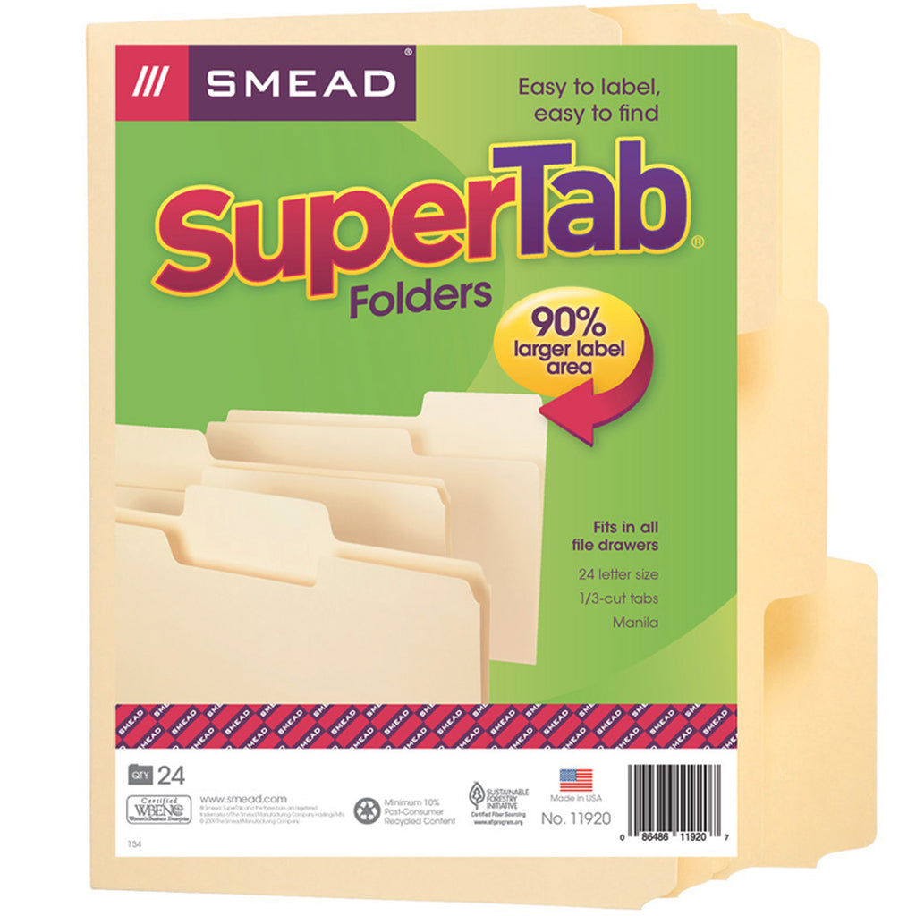 Smead SuperTab® Oversized Tab Manila File Folders, 24 Per Package