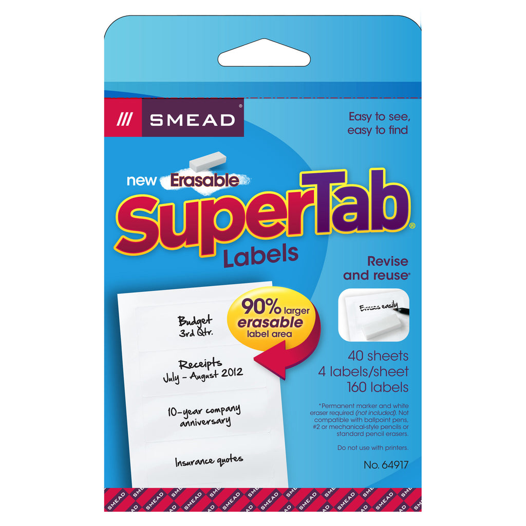 Smead Erasable SuperTab® File Folder Labels, 160 Per Package