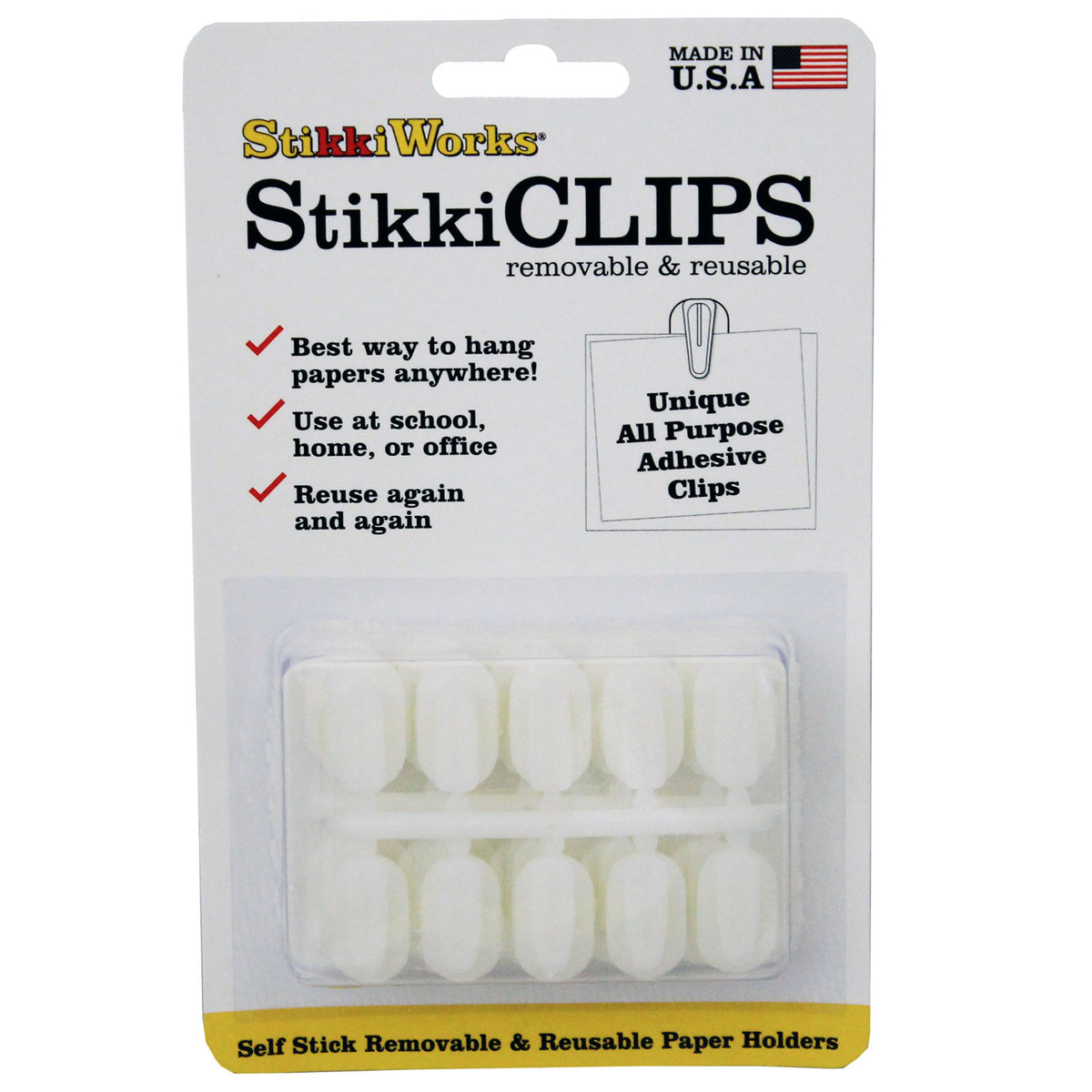 Stikkiworks Stikki Clips White 20 Per Pack