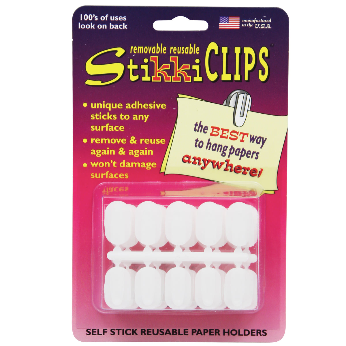 Stikkiworks Stikkiclips 30 White Clips Per Pkg.