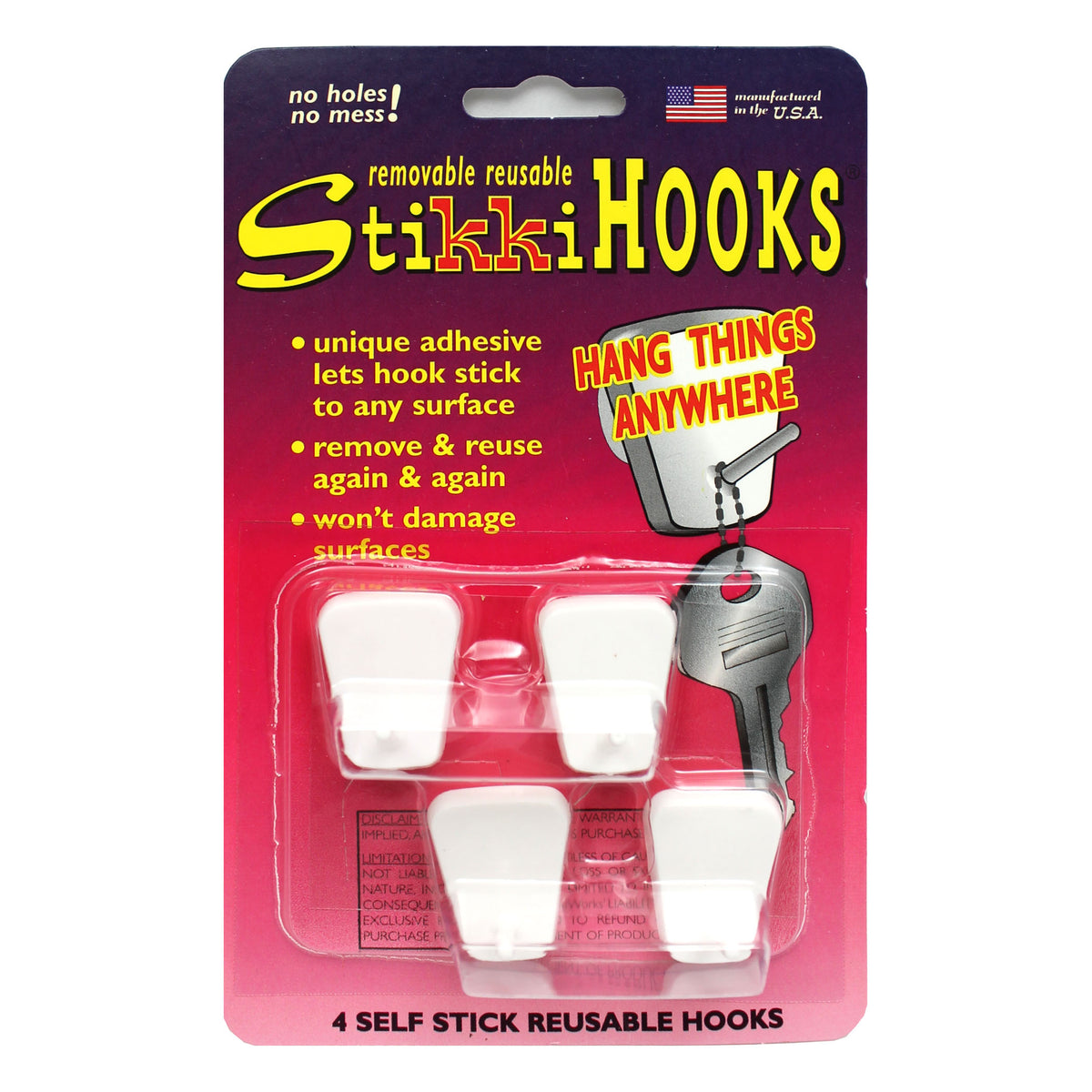 Stikkiworks Stikkihooks 4-Pk White
