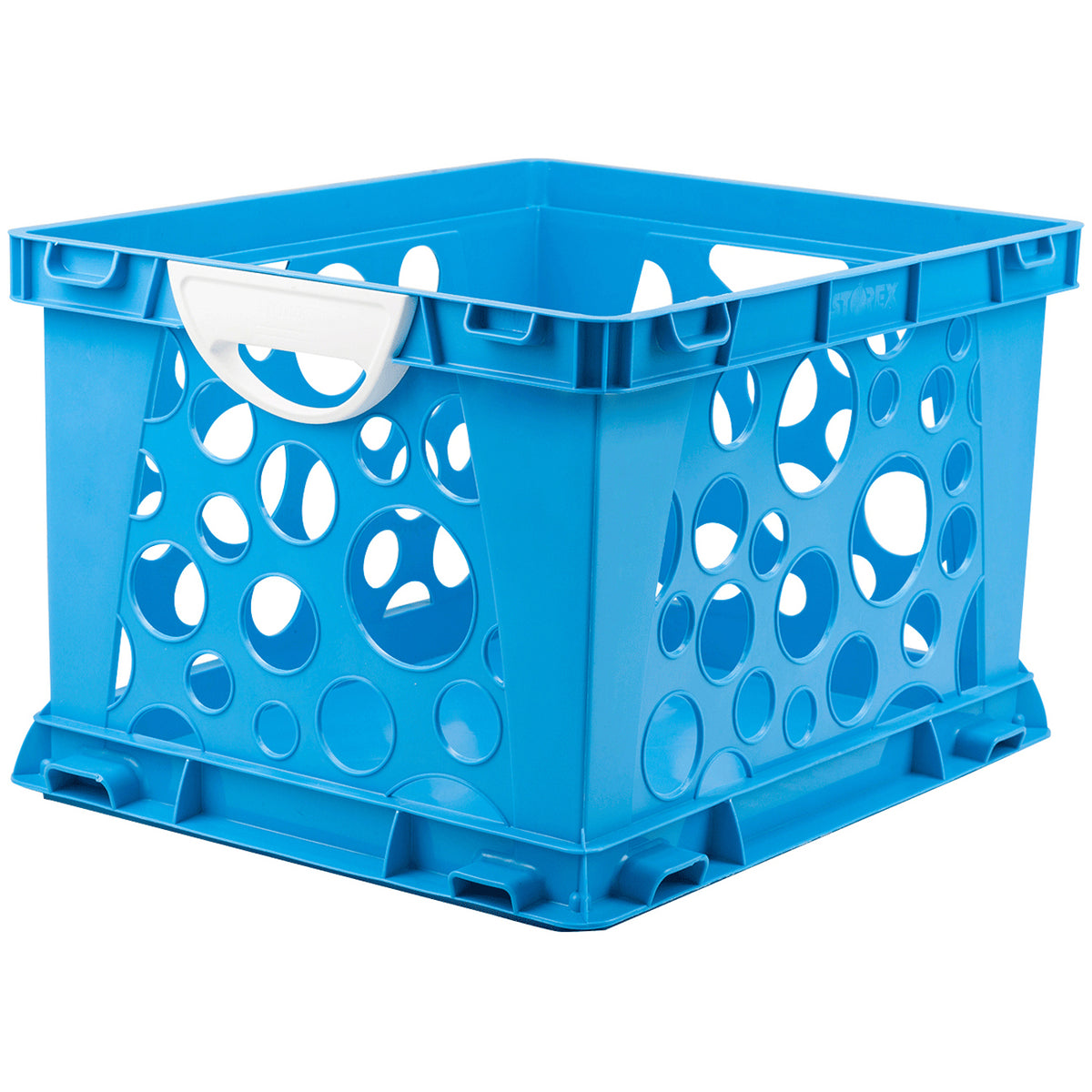 Storex Industries Premium File Crate with Handles, Blue