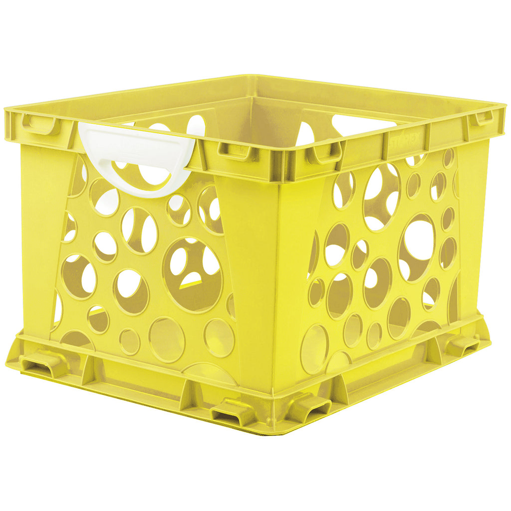 Storex Industries Premium File Crate with Handles, Yellow