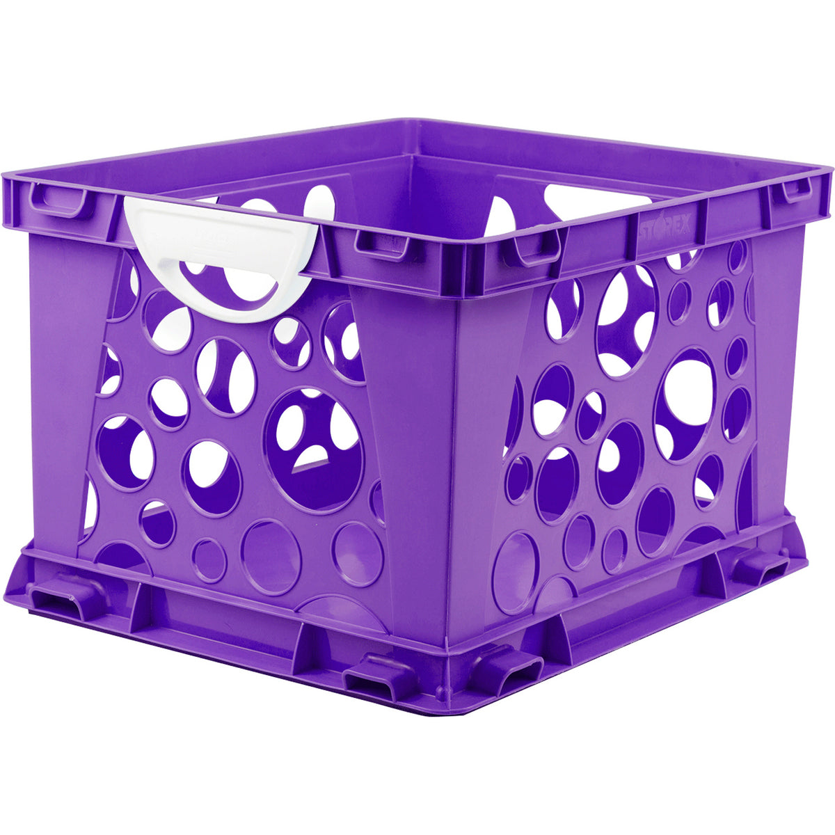 Storex Industries Premium File Crate with Handles, Purple