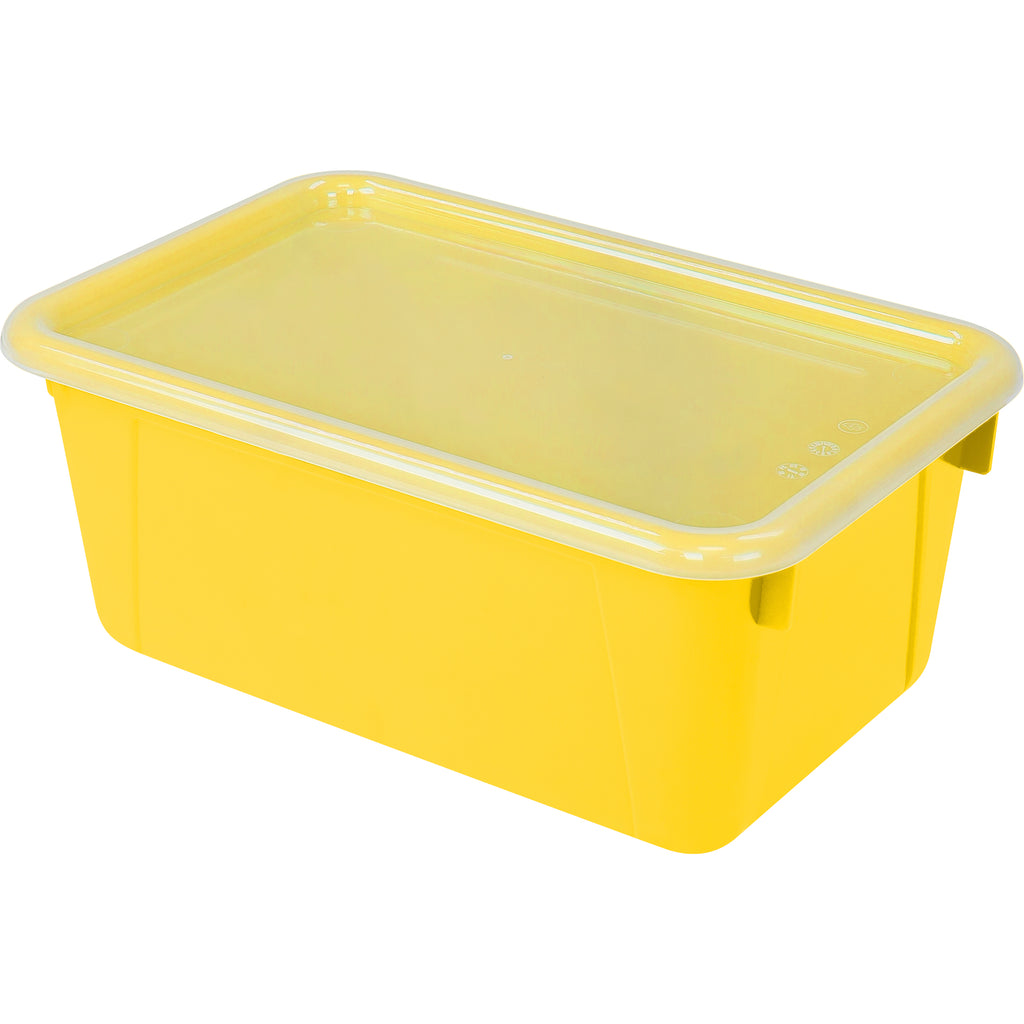 Storex Industries Small Cubby Bin with Cover, Yellow