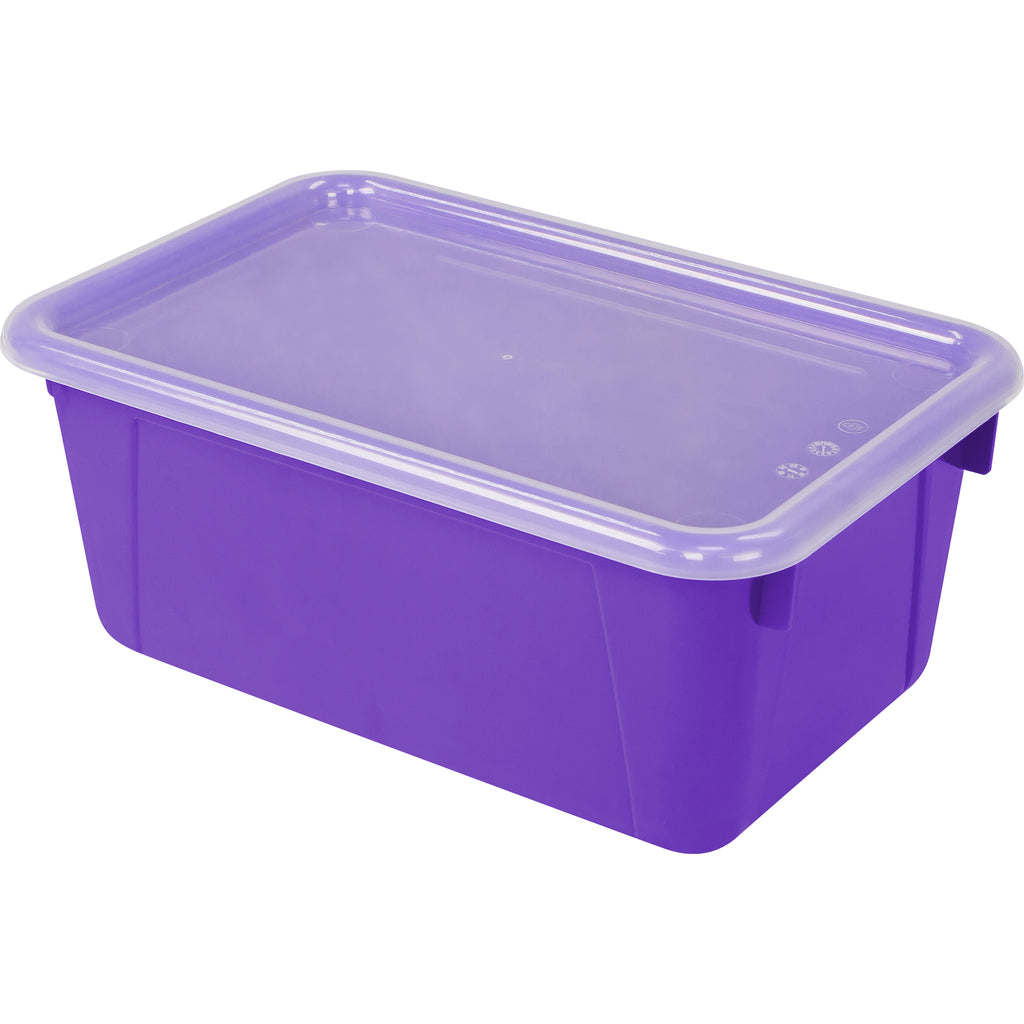 Storex Industries Small Cubby Bin with Cover, Purple