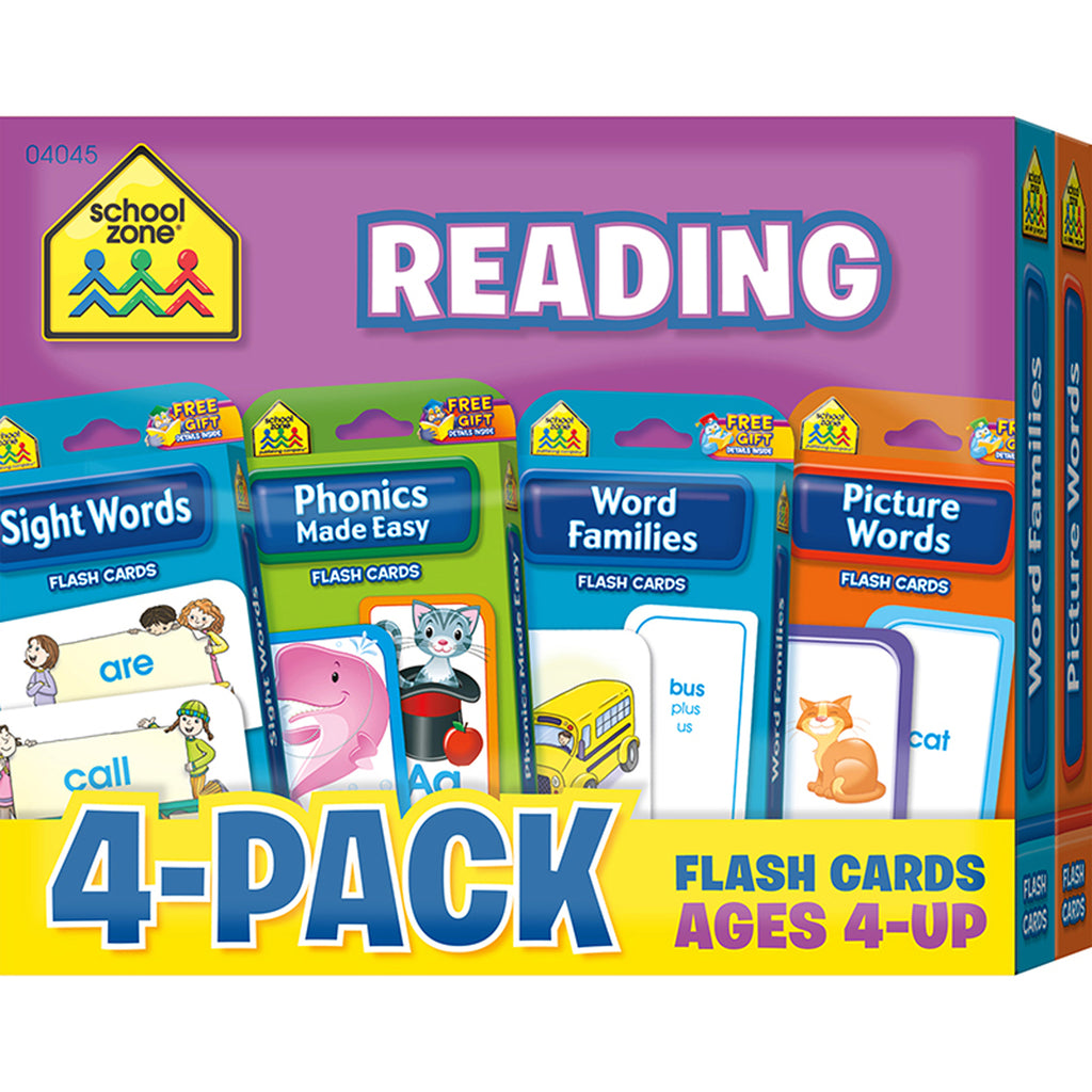 School Zone Publishing Reading Flash Card 4-Pack