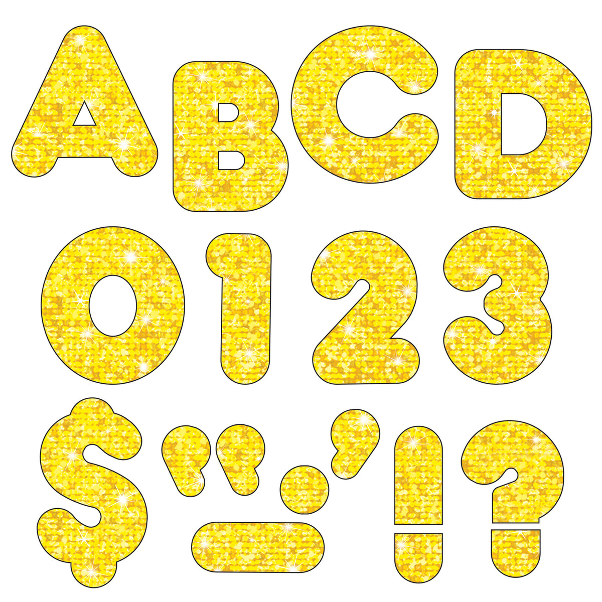 Trend Enterprises Yellow Sparkle 4-Inch Casual Uppercase Ready Letters®