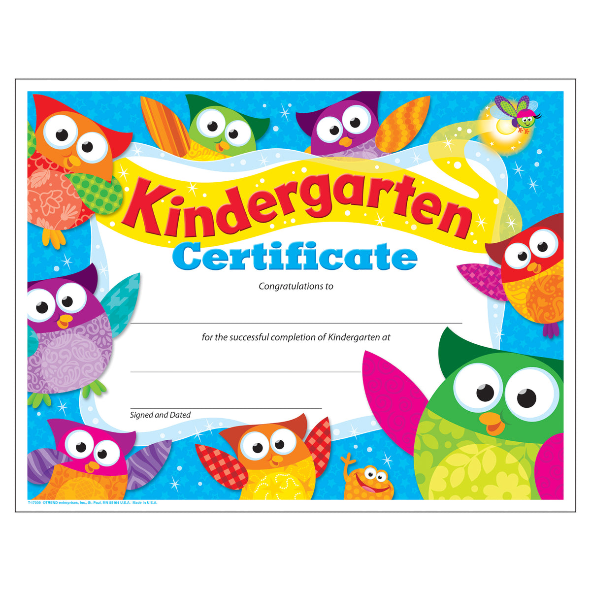 Trend Enterprises Kindergarten Certificate (Owl-Stars!®) PK-K Certificates & Diplomas