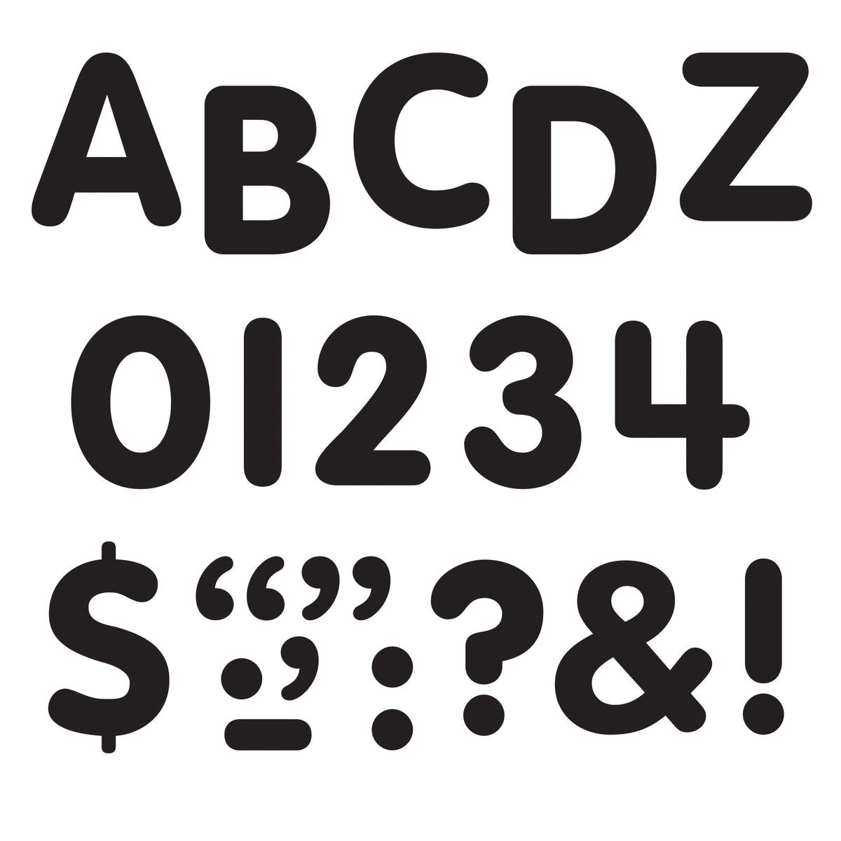Trend Enterprises Black 1-Inch Letters & Numbers STICK-EZE®