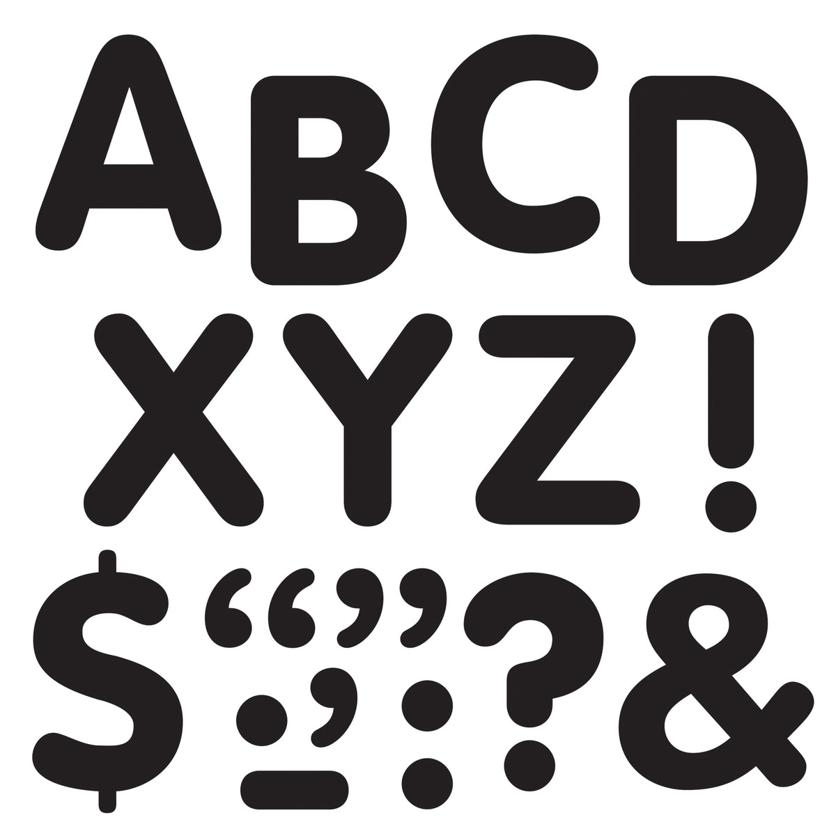 Trend Enterprises Black 2-Inch Letters & Marks STICK-EZE®