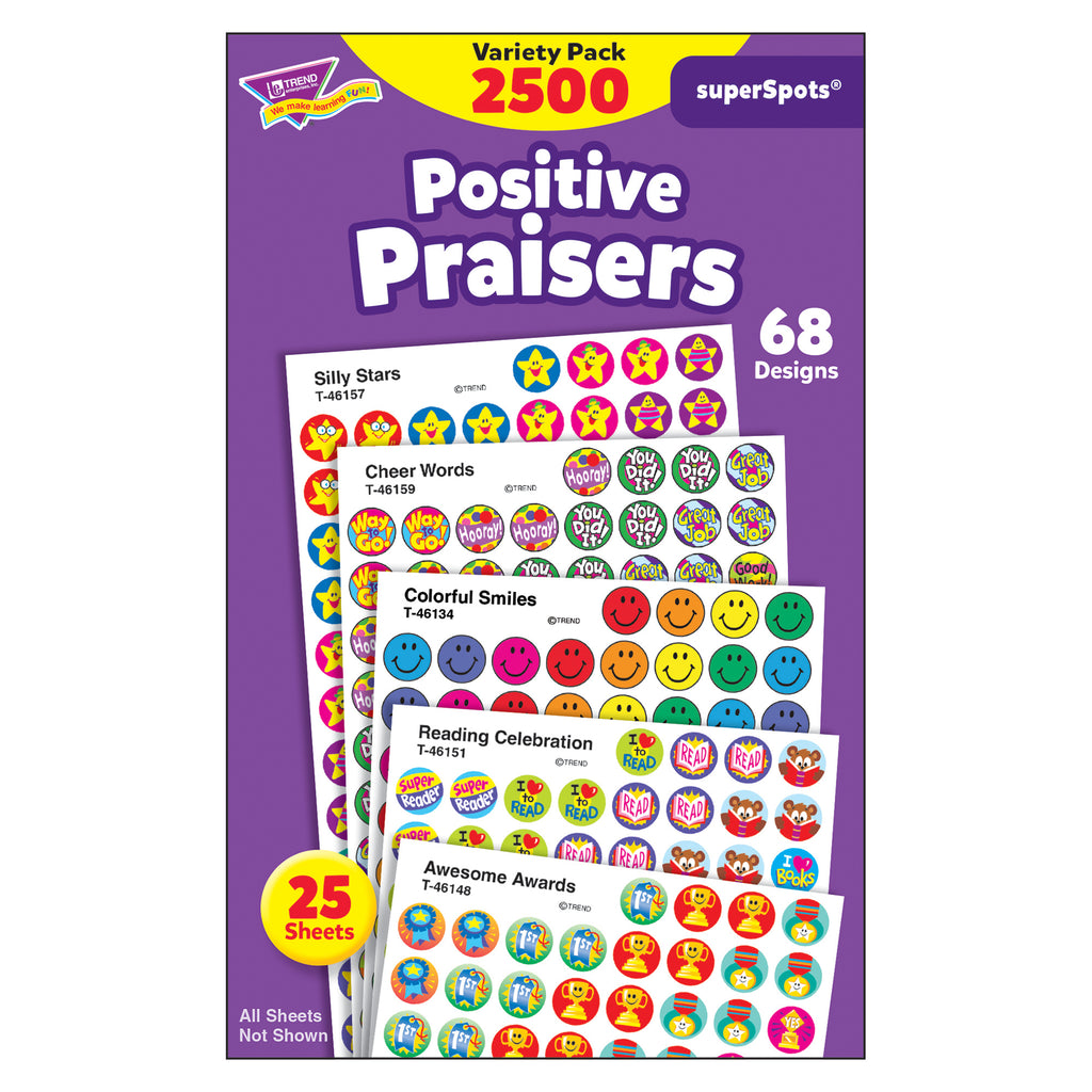 Trend Enterprises Positive Praisers superSpots® Stickers Variety Pack