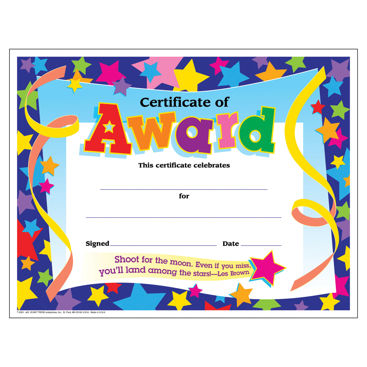 Trend Enterprises Certificate of Award Colorful Classics Certificates