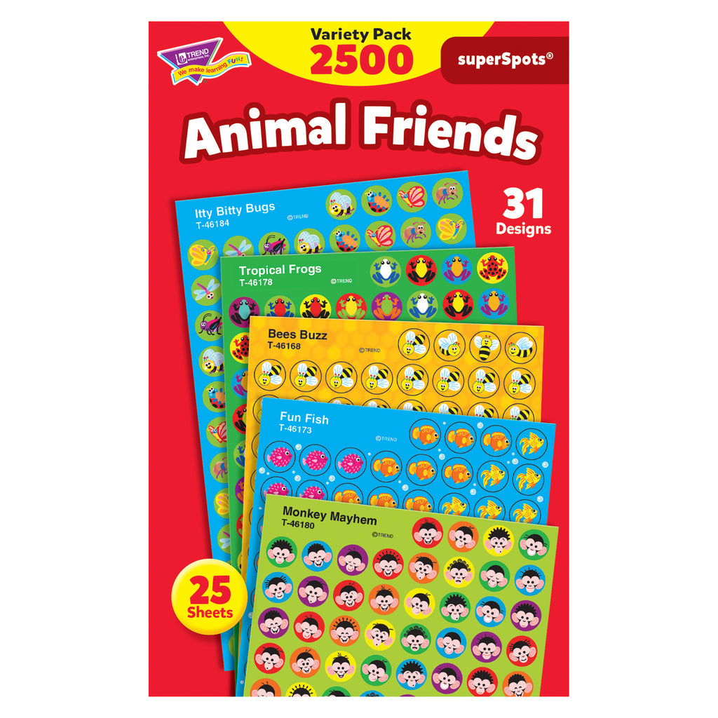 Trend Enterprises Animal Friends superSpots® Stickers Variety Pack