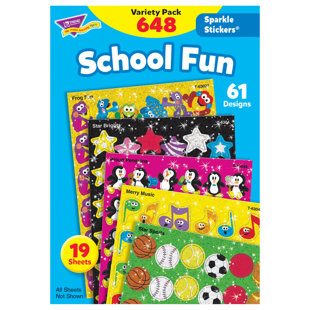 Trend Enterprises School Fun Sparkle Stickers® Variety Pack